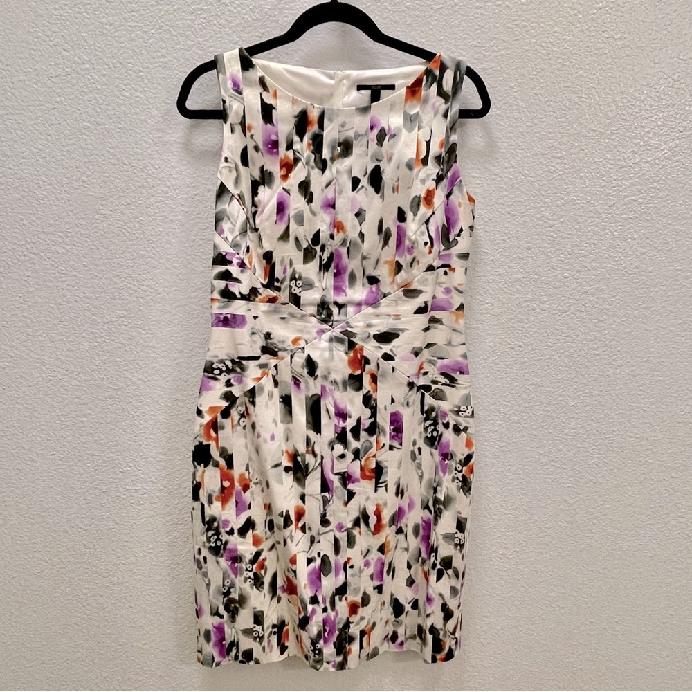 Hugo Boss Multi-Colored Sleeveless Floral Geometric Print Sheath Dress
